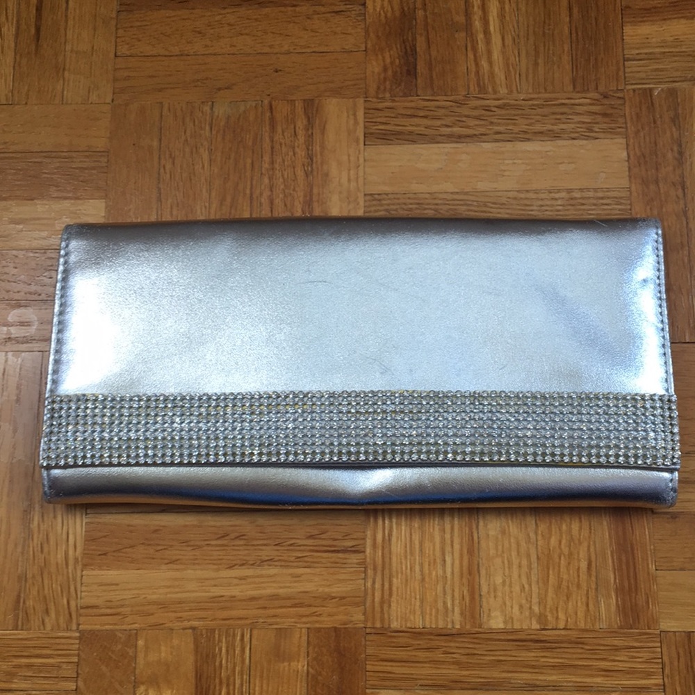 Crystal silver clutch